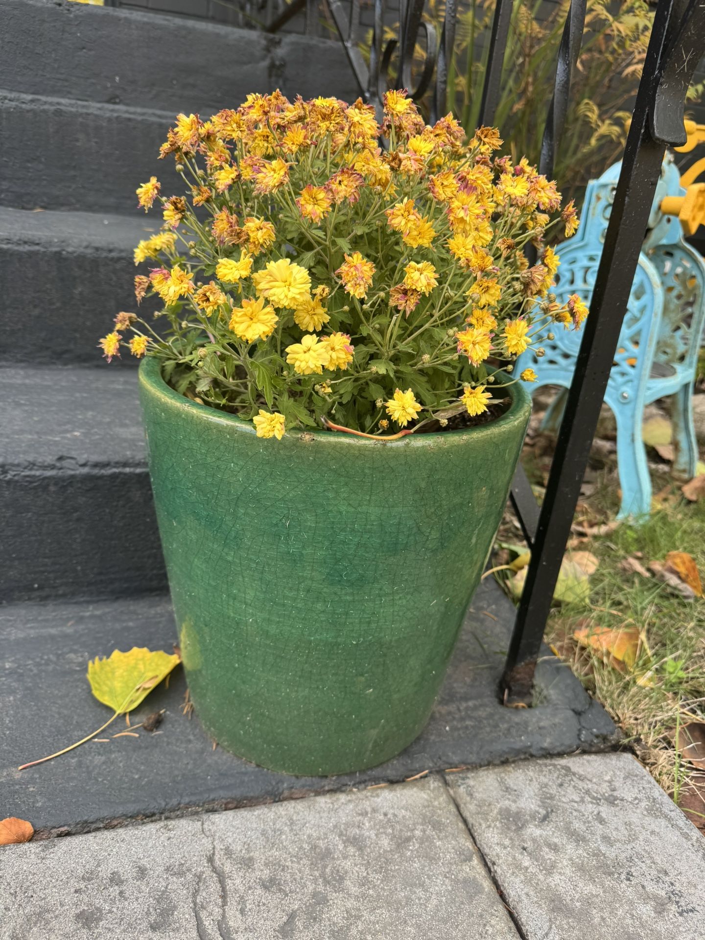 Green Ceramic Flower Pots Set Of 2 $40.00 Total