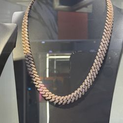 Miami Cuban Link Rose Gold Iced Out Chain 
