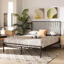 New Modern Geometric Metal Queen Size Platform Bed