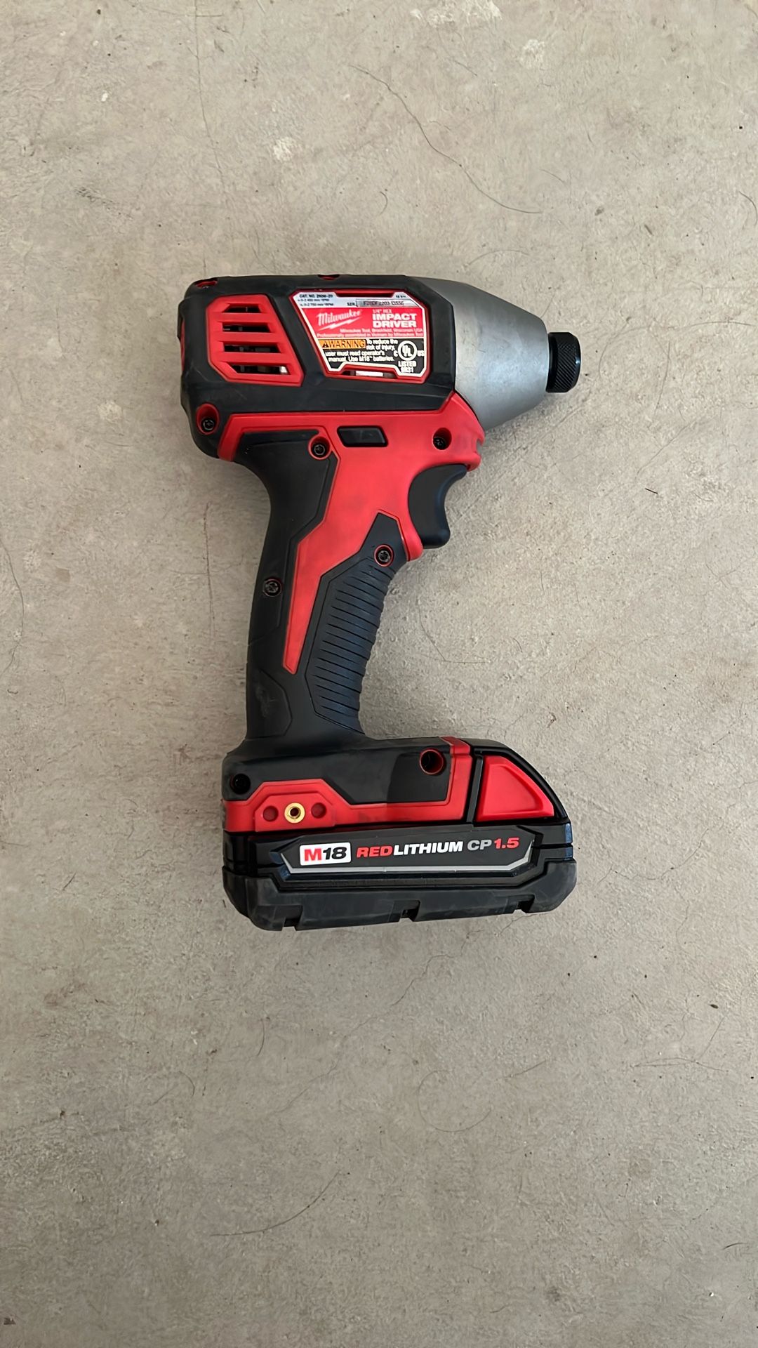 Milwaukee Impact 1/4 Driver W/ M18 CP 1.5 Battery