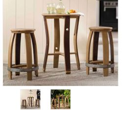 Barrel Stave Set Of Table And 2 Stools