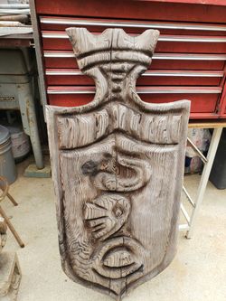 Hand Carved Wood Knights Shield