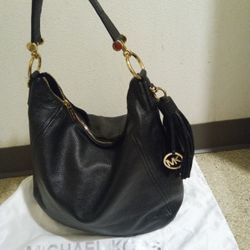 Michael Kors Shoulder Black Lether Bag 