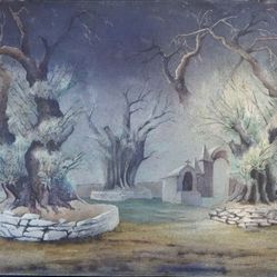 JUSTIN LOCKE (1920-79) Listed NM Artist WC Painting "Los Olivos de Tzintzuntzan"