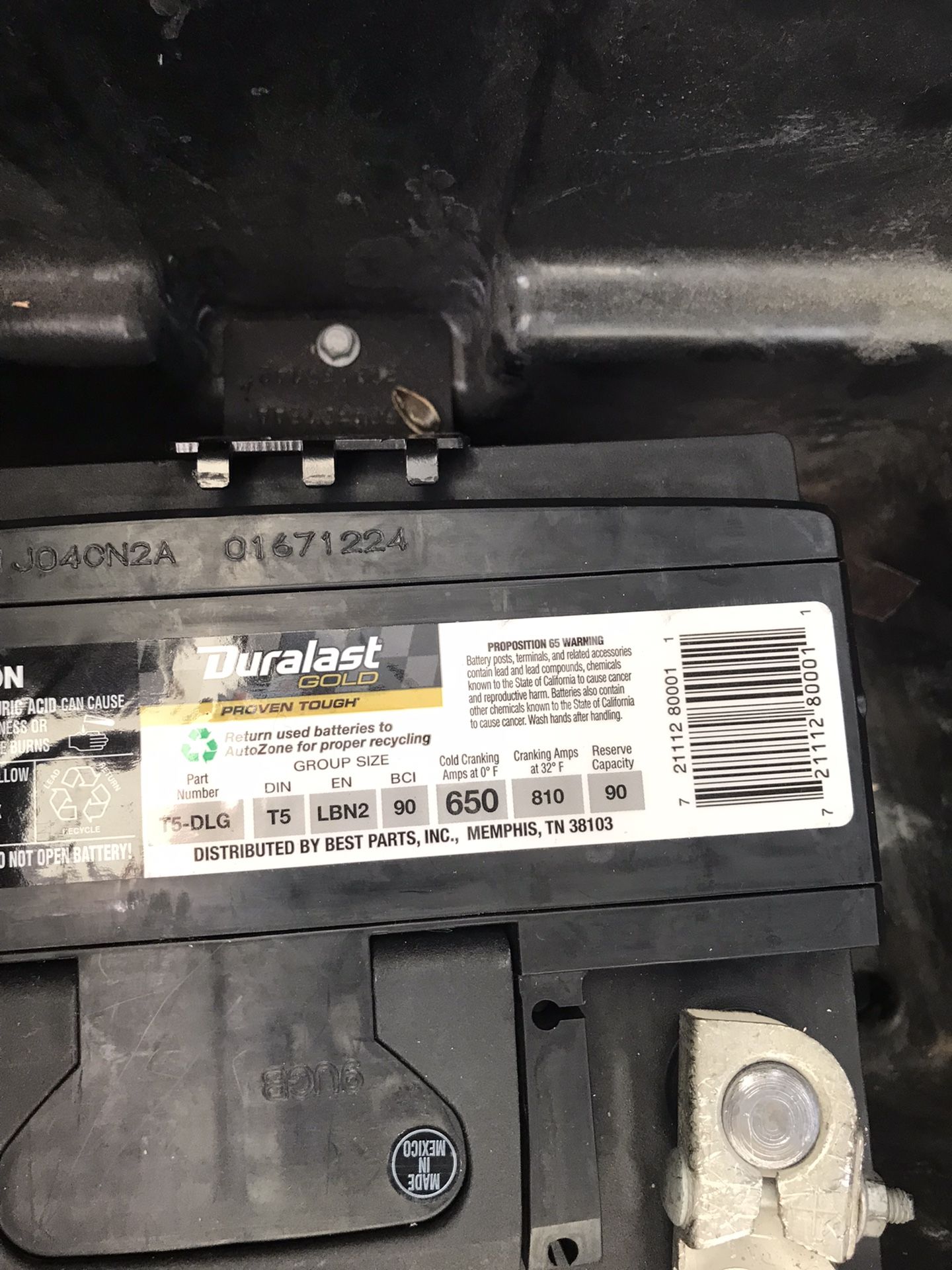 Car battery brand new duralast gold t5-dlg
