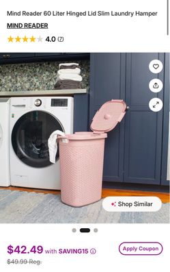 60L Hinged Lid Slim Laundry Hamper