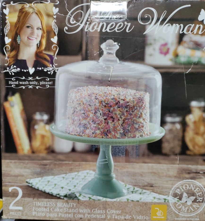 Pioneer Woman Cake Stand w/Glass Cover