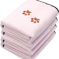 4 Pack Dog Towels Microfiber Pink