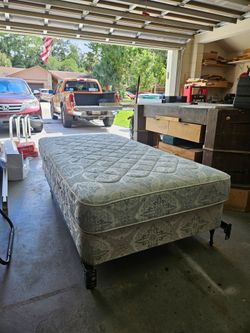 Twin BED Boxspring and mattress and frame