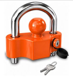 Heavy-Duty Trailer Hitch Coupler Lock, Adjustable Universal Ball Lock Fits 1-7/8", 2" & 2-5/16" Trailer Couplers, 11 Locking Positions, High-Strength