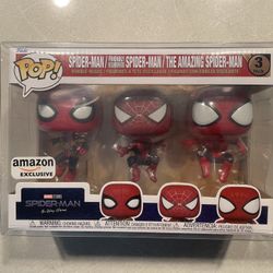 Spiderman Funko Pop 3 Pack *MINT* Amazon Exclusive Marvel Spiderman No Way Home 3pk with Protector Spider-Man Avengers Spidey Peter Parker