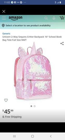 Pink glitter unicorn backpack