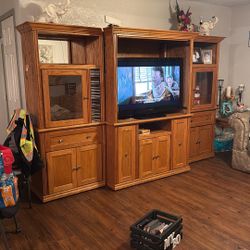 3 piece wooden entertainment center