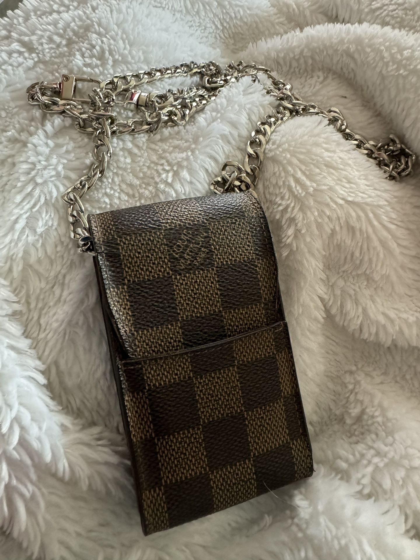 Authentic Louis Vuitton Damier Ebene Mobile / Accessory Case w/Chain