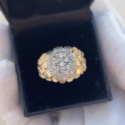 14k Gold Diamond Nugget Ring 