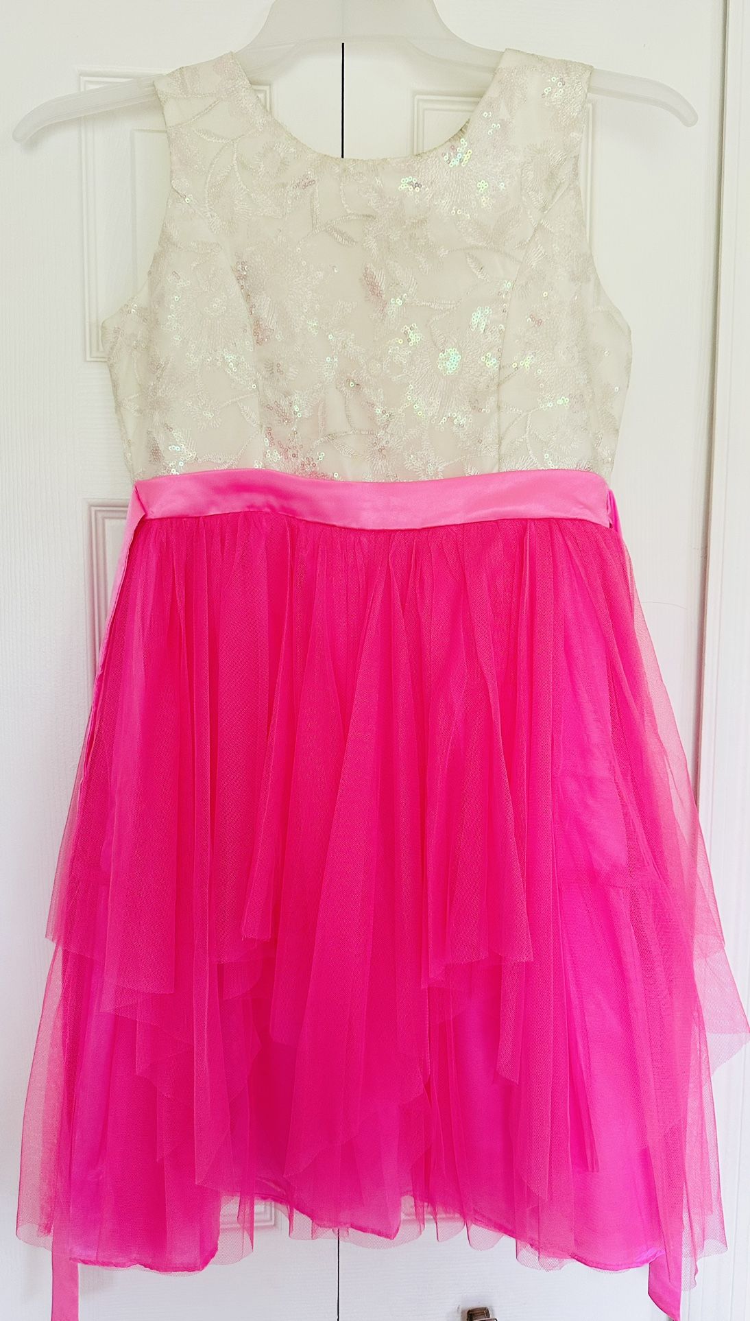 ~LN Girls RARE EDITIONS Brilliant Pink W/ Sequins~Sz 16