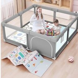 Brand New 71x47 Xl Baby Playpen With Mat, Portable Toddler Activity Center Anti Collision Foam Corral De Bebe Child Safety Gate Great 4 Whelping Box