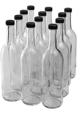 All new 12 pack clear glass bottles with lids