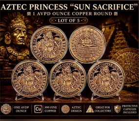 Lot of 5 Aztec Princess “Sun Sacrifice” 1oz .999 Fine Copper Rounds