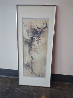 Framed Watercolor Grapevine Artwork