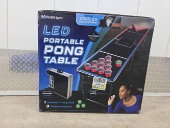 MinnARK Sports Portable LED Beer Pong Table with Built-In Cooler & Glowing Balls