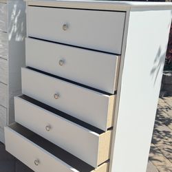 White Chest 5 Drawer New