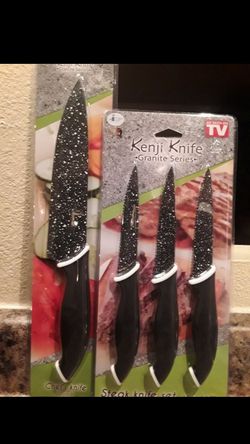 Stainless Steel Kitchen Knife Set, Granite Stone Coated Knives