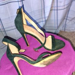 Women's Heels Velvet Green Size 6