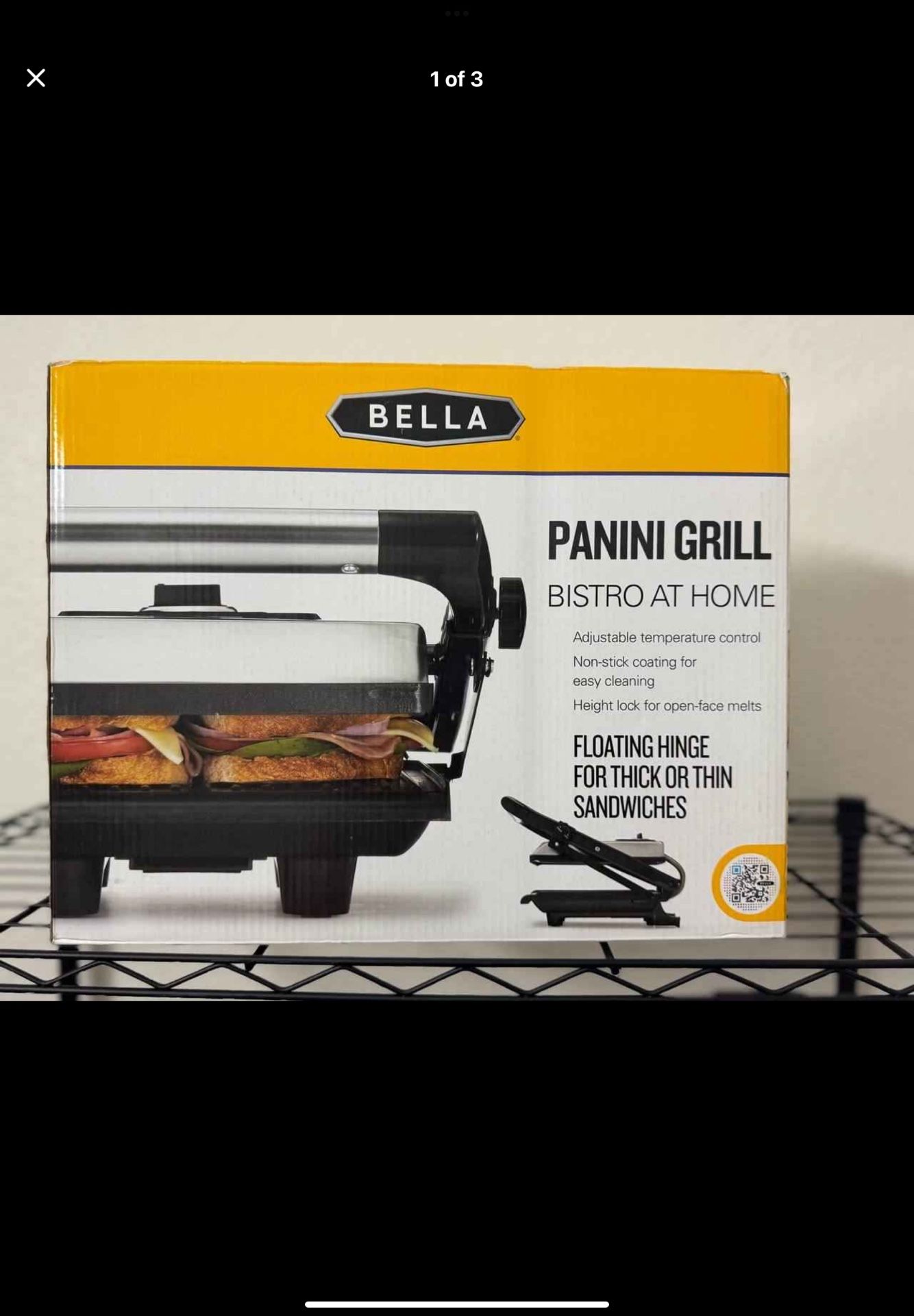 BELLA Panini Press, Sandwich Maker and Electric Indoor Grill with Double Nonstick Plates, Height Adjustable Lid and Removable Drip Tray, Stainless Ste
