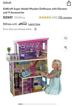 KidKraft Super Model Wooden Dollhouse with Elevator and 11