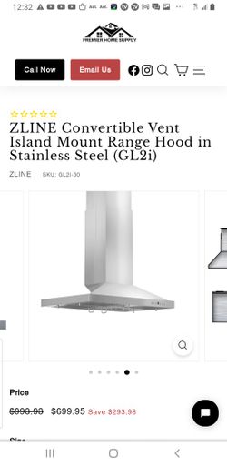 ZLINE ISLAND HOOD GL2i R 36