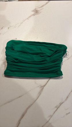 Green Ruched Bandeau Tube Top