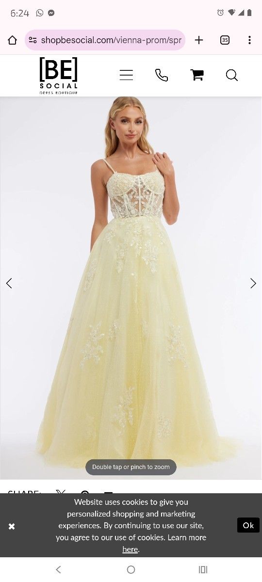 Yellow Prom Quince Dress Gown  Size 4