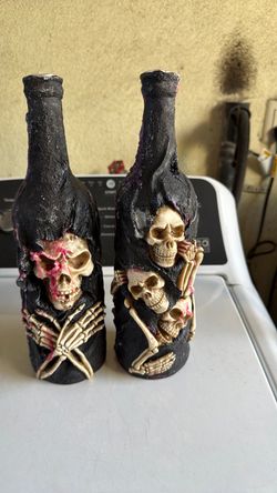 Skeleton Skull Decorative Bottle Set of 2