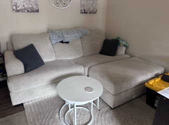 Ashley Furniture White Couch with Ottoman