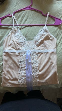 Beige lace tank top