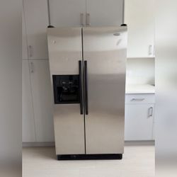 Whirlpool Side-by-Side Refrigerator, Stainless Steel with Dispenser - Good - Deer Island, FL