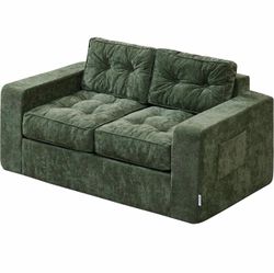 Brand new in the box- Hobestluk 2 in 1 Loveseat Chenille Couch for Small Space Boneless Sofa Green,Loveseat,Breathable Fabric,Cushions and Pillows,Tuf