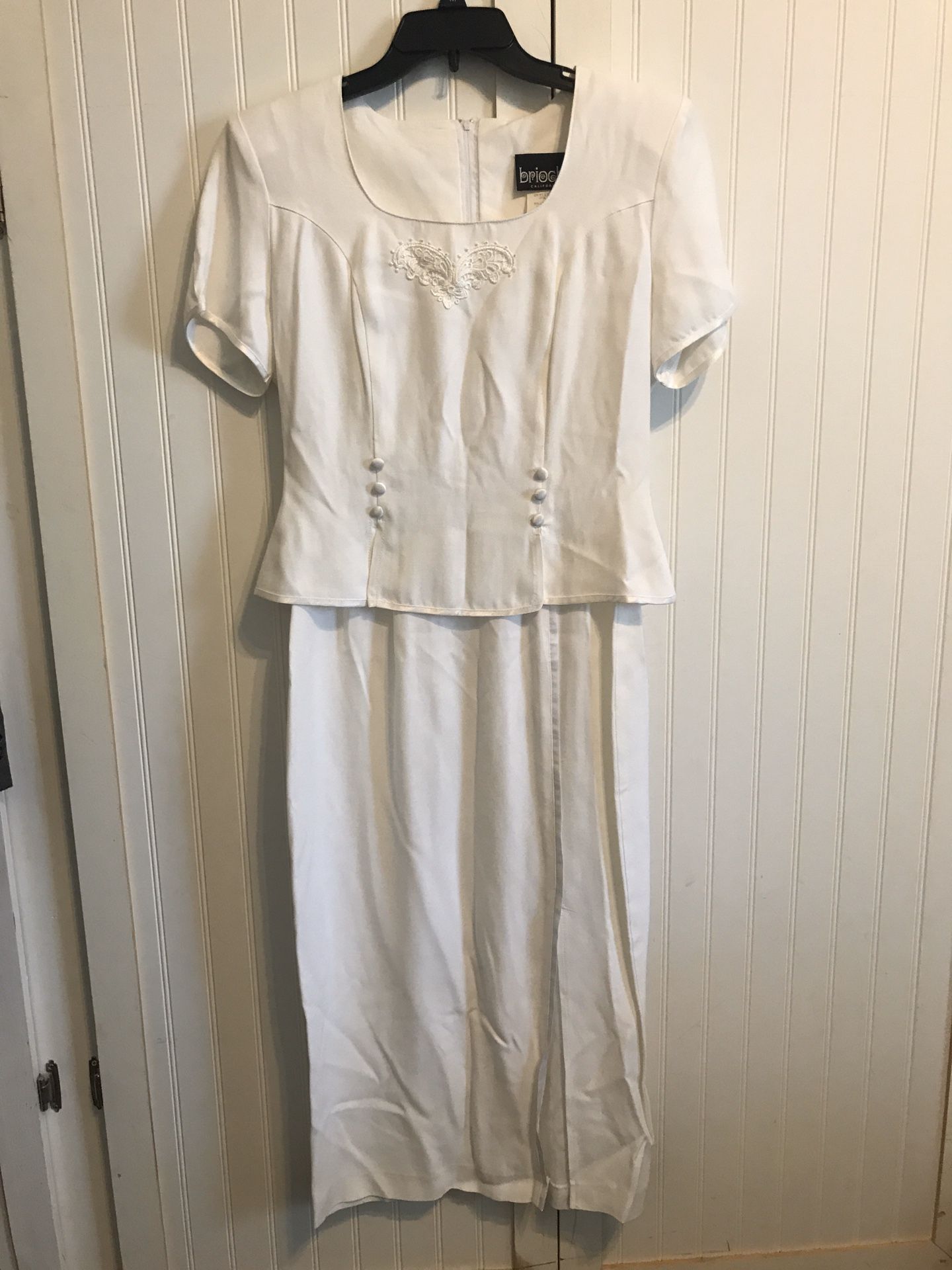 Vintage juniors white 7/8 dress brioche dress zip back fitted