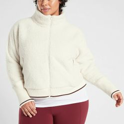 NWT Athleta Cream Color Tugga Sherpa Jacket-2X