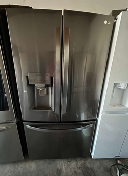 LG French Door Fridge – Black Stainless, Ice/Water Dispenser