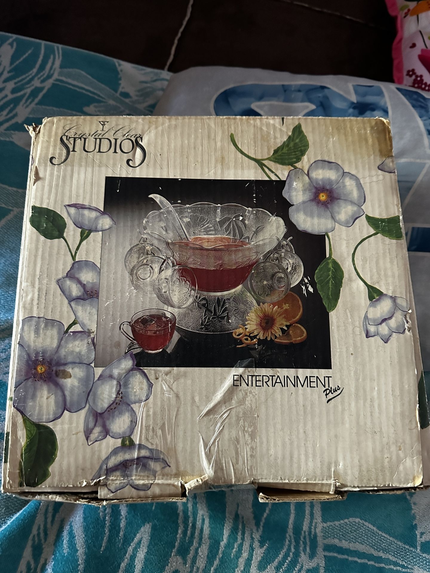 15 Pc Crystal Punch Bowl Set