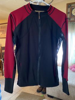 Red and black workout jacket