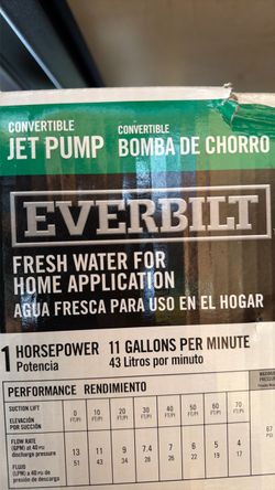 CONVERTIBLE JET PUMP  1 HP 11 gal pm
