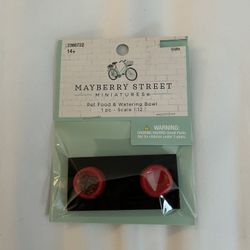 Mayberry Street Minatures Red Pet Food & Watering Bowls 1:12 Scale New