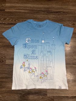 Disney Loungefly Women’s Once Upon a Time Graphic T-Shirt Blue Crew Neck L