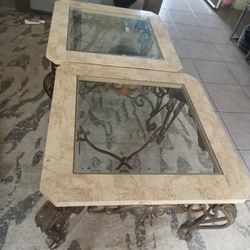 Marble And Metal End Tables