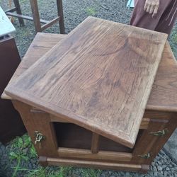 Vintage White Clad Swivel Top Icebox