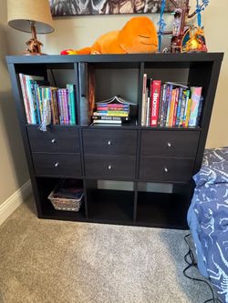 Black/Brown Bookshelf with Storage Drawers