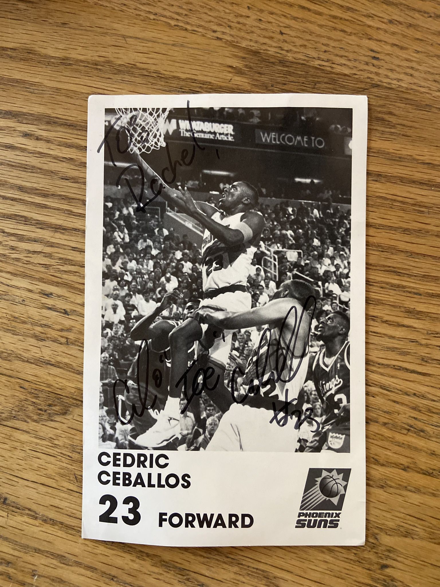 Cedric Ceballos “Suns”  autographed photograph